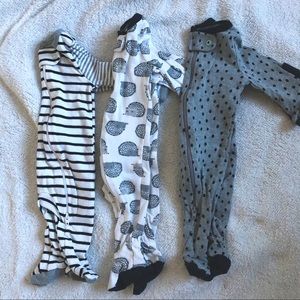 Bundle, set of 3 unisex sleep-n-play pajamas